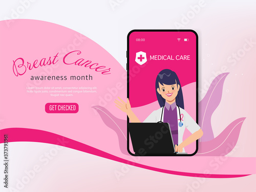 Doctor with stethoscope medical booking application ui design.