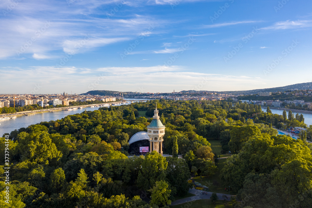 Hungary - Budapest - Margaret Island drone view
