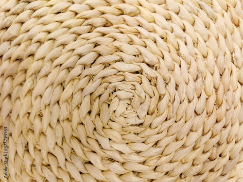 Straw plate close up texture for natural background