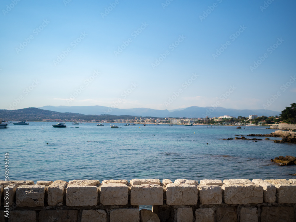 view on Juan les Pins at sea level from Cape of Antibes
