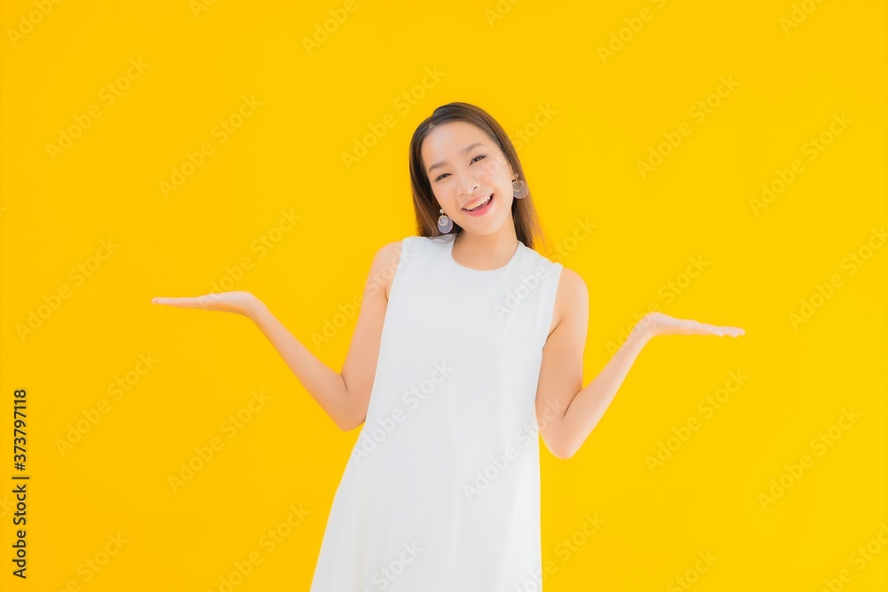 Portrait beautiful young asian woman in action Portrait beautiful young asian woman in action