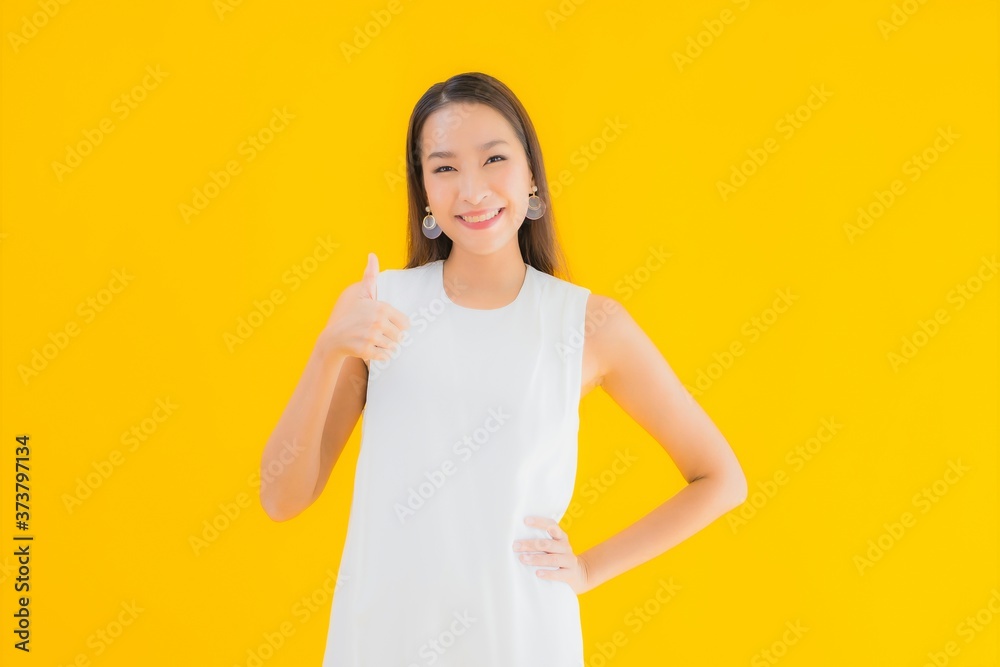 Portrait beautiful young asian woman in action Portrait beautiful young asian woman in action