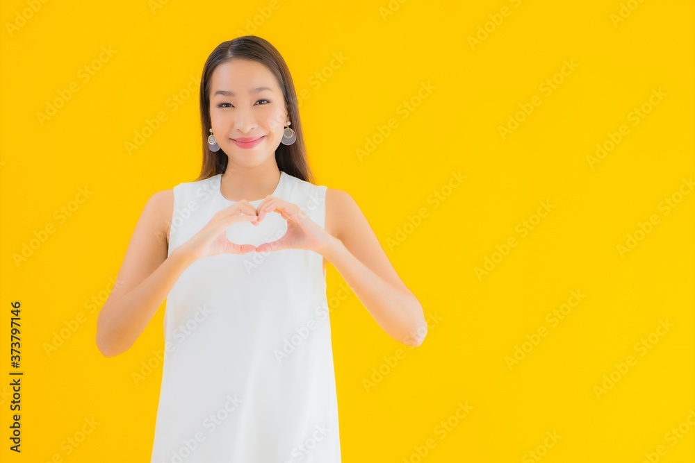 Portrait beautiful young asian woman in action Portrait beautiful young asian woman in action