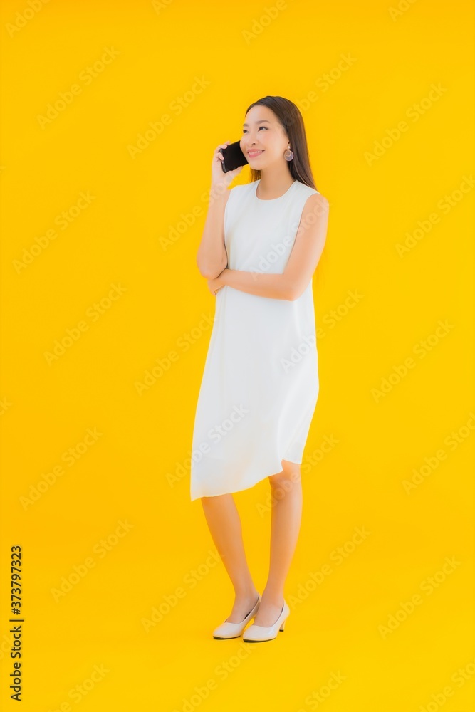 Portrait beautiful young asian woman with smart mobile phone Portrait beautiful young asian woman with smart mobile phone