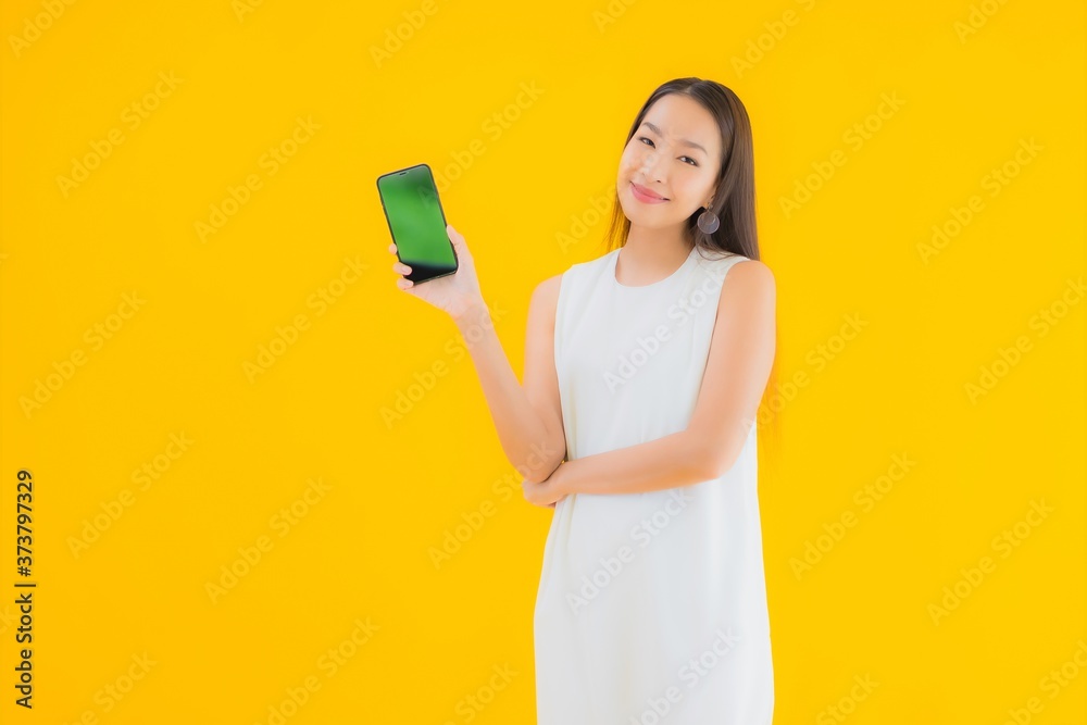 Portrait beautiful young asian woman with smart mobile phone Portrait beautiful young asian woman with smart mobile phone