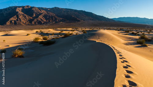Ripples in the Sand on the  Mesquite Flat Sand Dunes and Tucki Mountain, Death Valley National Park, California, USA