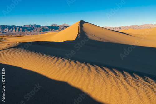 Star Dune is the Tallest of Mesquite Flat Sand Dunes With The Kit Fox Hills and the Armagosa Mountain Range in the Distance, Death Valley National Park, California, USA