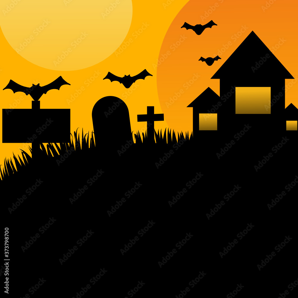 halloween background with cemetery