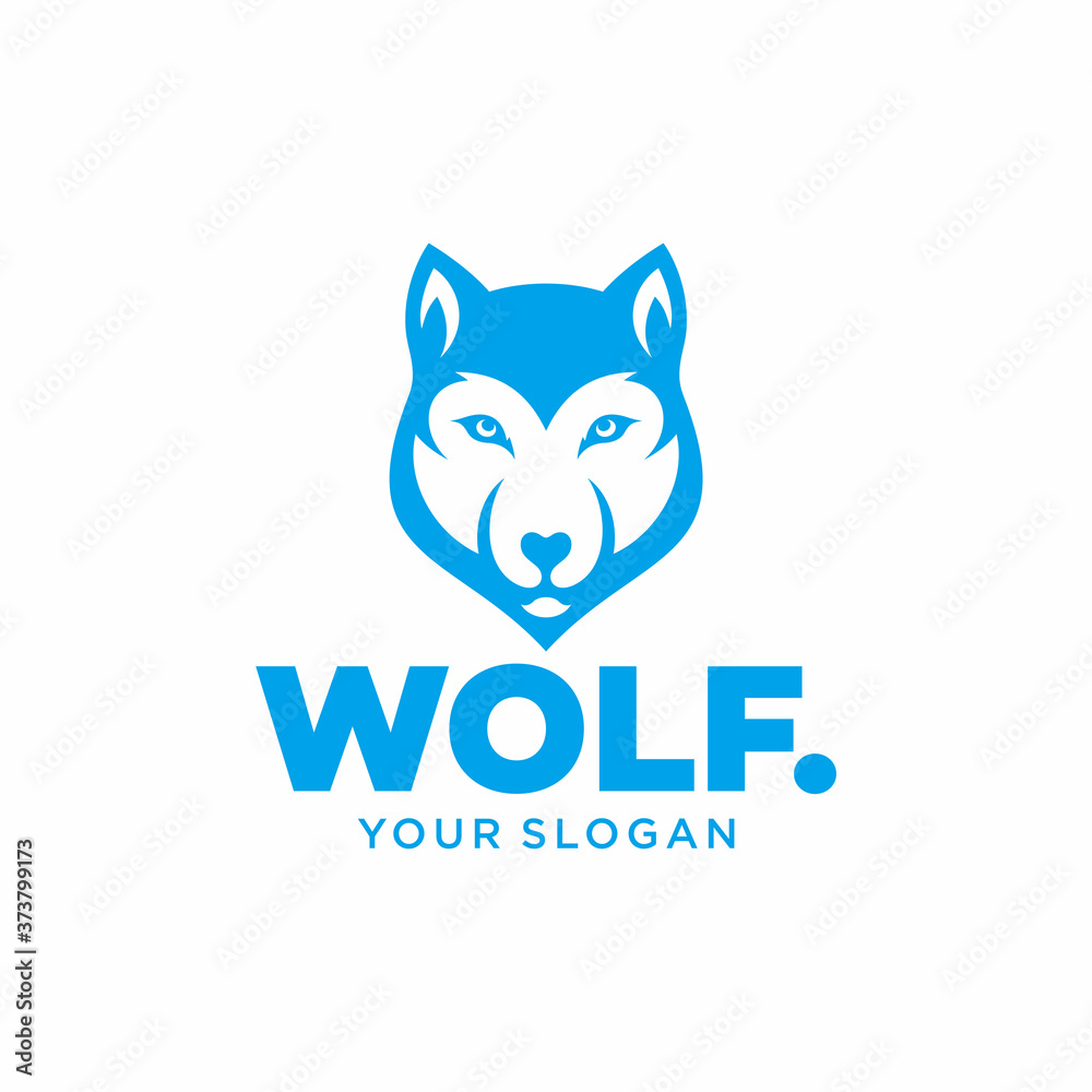 Wolf mascot vector art. Frontal symmetric image of wolf looking dangerous. Vector icon. Wolf mascot vector art. Frontal symmetric image of wolf looking dangerous. Vector icon.
