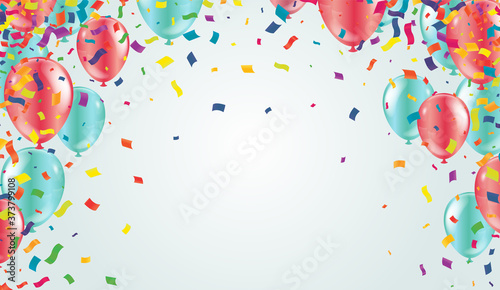 Colorful Balloons with use to present section label Discounts SALE and celebration party banner