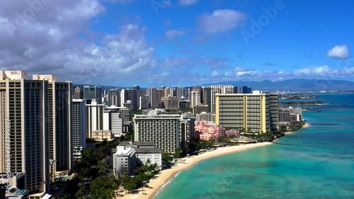 An aerian view of buildings of Hawaii on the shore © Shenzen Photo Lab