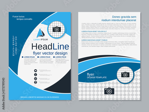Modern business two-sided flyer, booklet, brochure cover vector design template. A4 format