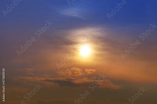 Fototapeta Naklejka Na Ścianę i Meble -  Hazy Twilight Sky . Fog over the evening heaven 