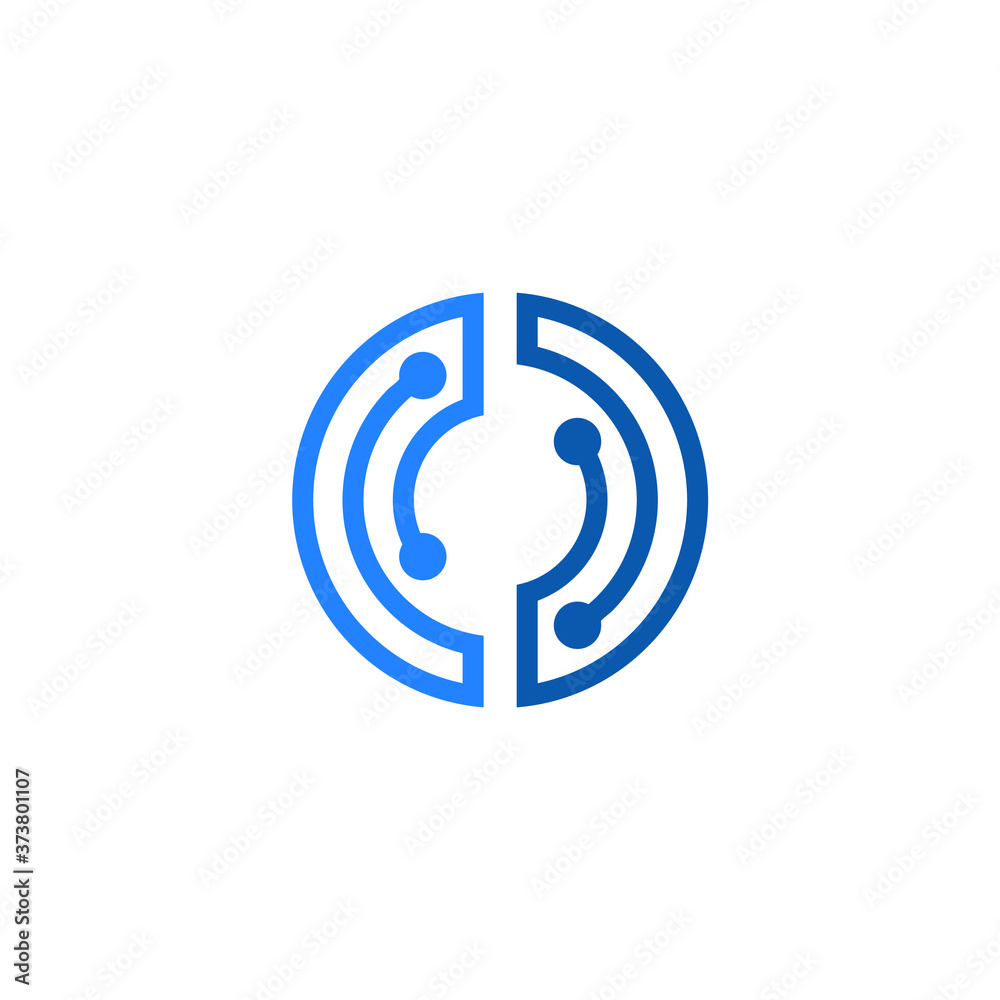 Abstract vector circle technology icon. Network, communication, computer, symbol, Connect logo. Stock illustration. Abstract vector circle technology icon. Network, communication, computer, symbol, Connect logo. Stock illustration.