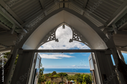 The Front Door View Out Of Saint Benedict Roman Catholic Church, Captain Cooke, Hawaii,Hawaii, USA