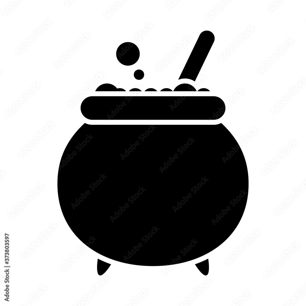 Fototapeta premium halloween witch cauldron icon, silhouette style