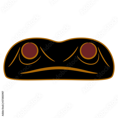 Stylized silhouetted face of a frog. Native American art of Haida Indians. Mask template.