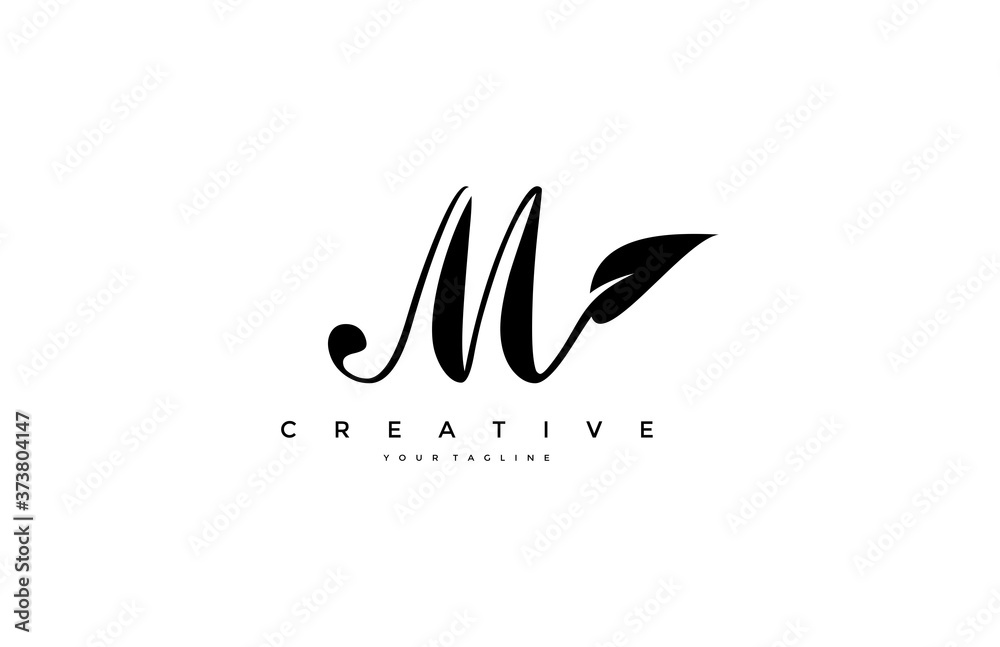 Fototapeta premium Initial M Letter Minimalism Organic Monogram Type