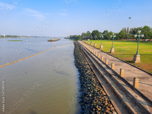 balustrade surrounding river for protection