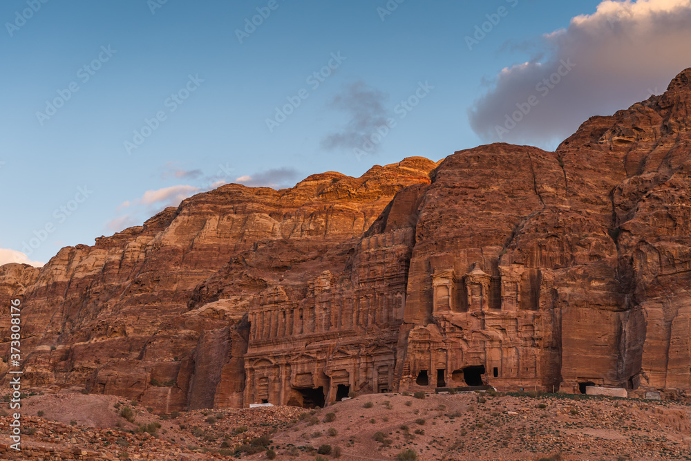 Royal tomb in Petra ruin and ancient city of Nabatean kingdom, Jordan, Arab Royal tomb in Petra ruin and ancient city of Nabatean kingdom, Jordan, Arab