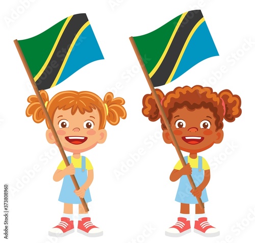 Tanzania flag in hand set