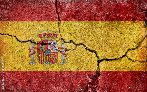 Grunge country flag illustration (cracked concrete background) / Spain