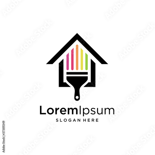 colorful paint house logo design vector, House Paint Logo Design Concept Vector, Home House Painting Service Coloring Logo Design Template Vector