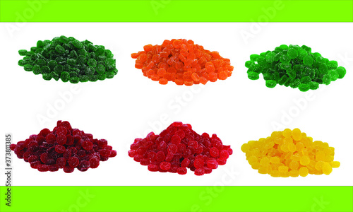 A big colorful pile of candy. Fun chewy treat.