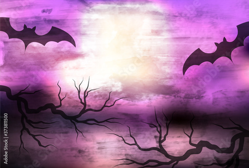 ハロウィン　夜空　風景　背景