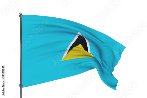3D illustration. Waving flags of the world - flag of St. Lucia. Isolated on white background.