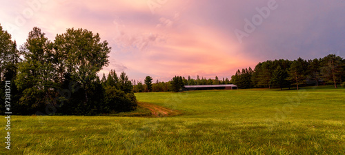 Sunset on a farmland