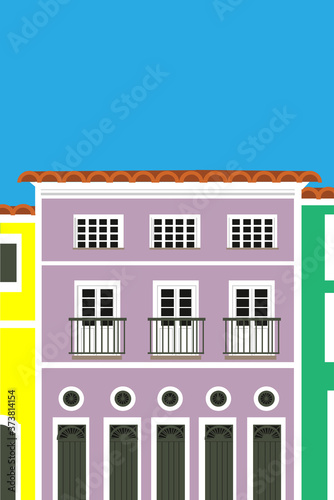 Representação em vetor de um Casarão do bairro do Pelourinho em Salvador