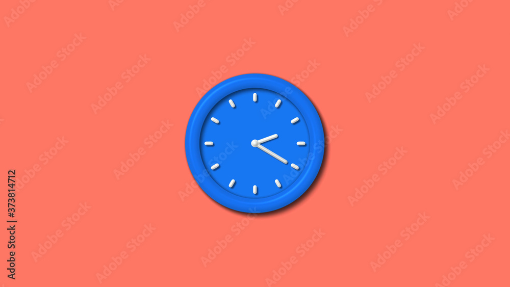 Aqua color 12 hours 3d wall clock icon on red light background,Counting down clock icon Aqua color 12 hours 3d wall clock icon on red light background,Counting down clock icon