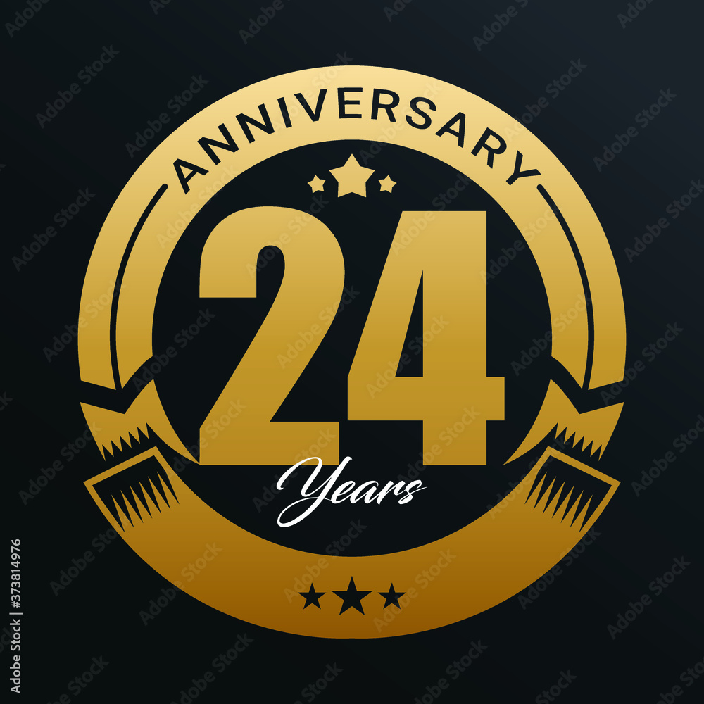 Fototapeta premium Anniversary logo, Year Anniversary logo design celebration, luxurious golden color logo. 