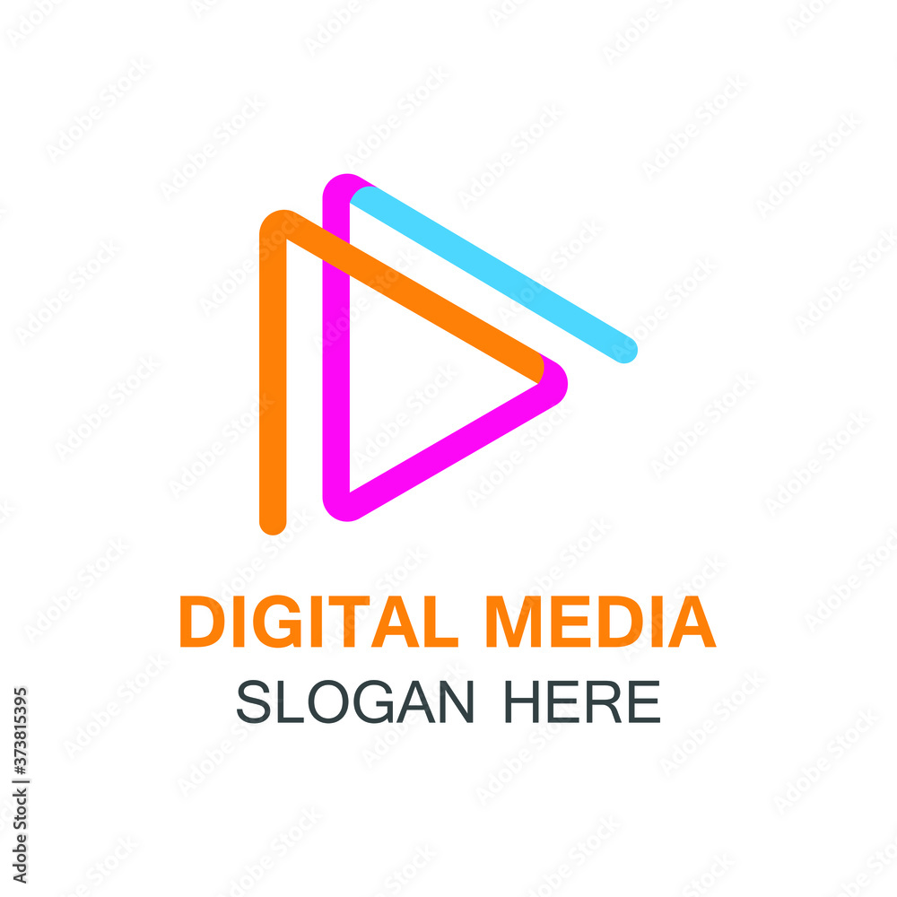 Digital media logo. Abstract vector play media icon. Digital media logo. Abstract vector play media icon.