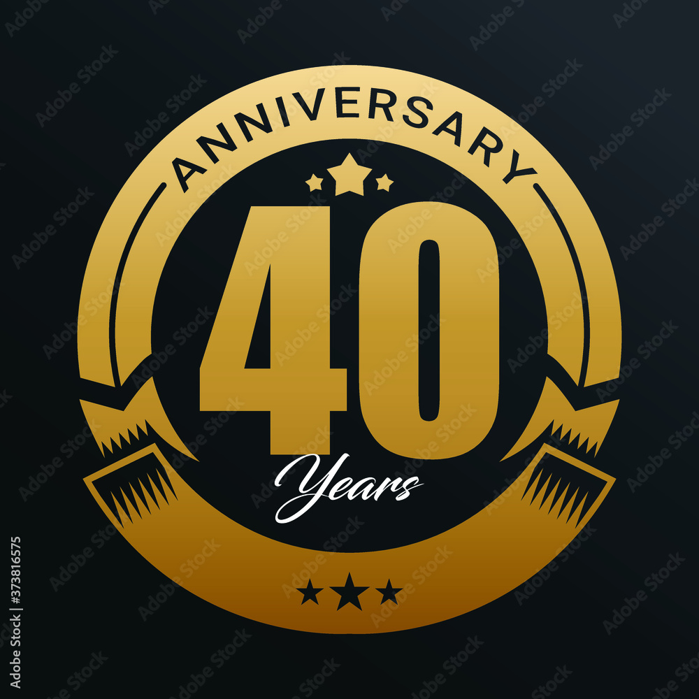 Fototapeta premium Anniversary logo, Year Anniversary logo design celebration, luxurious golden color logo.