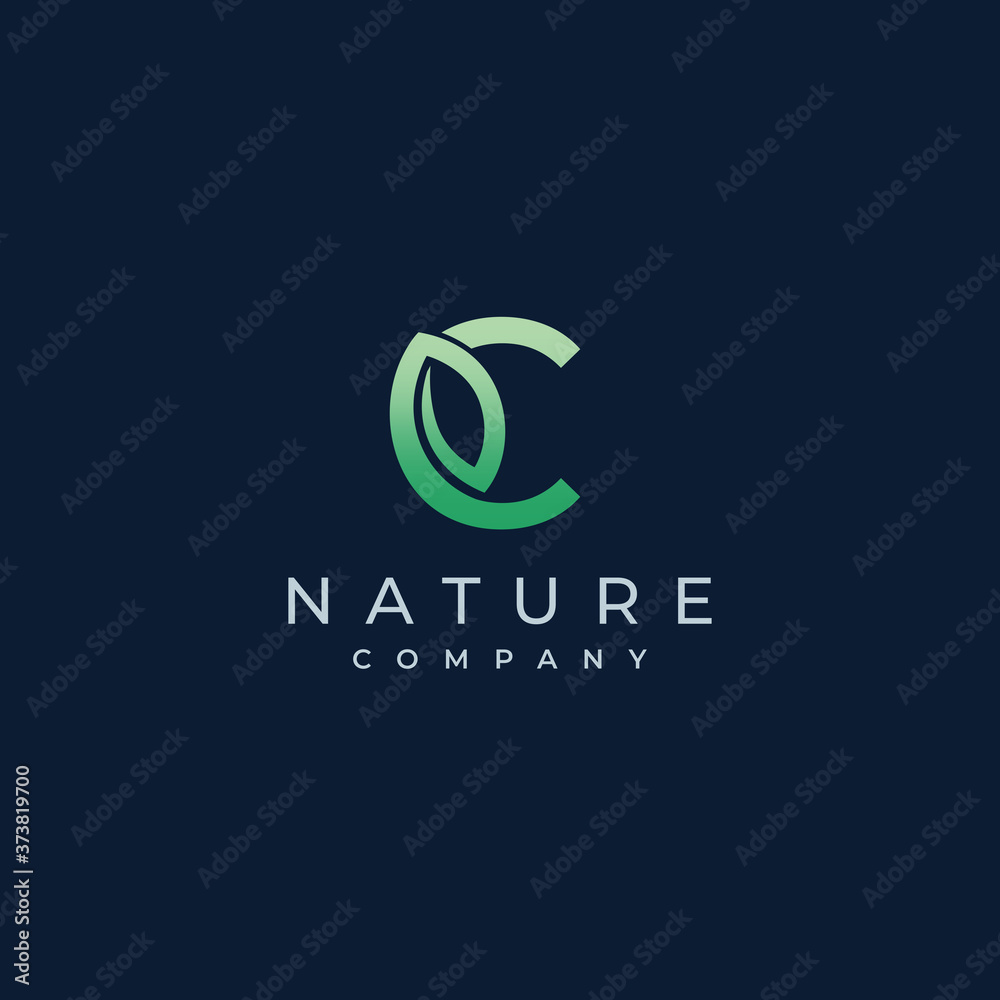 Obraz premium C Letter Leaf Logo Icon Design Vector