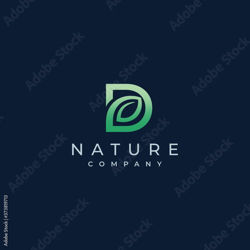 D Letter Leaf Logo Icon Design Vector