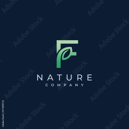 F Letter Leaf Logo Icon Design Vector