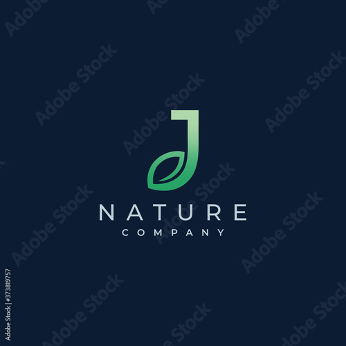 J Letter Leaf Logo Icon Design Vector