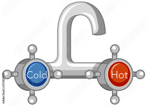 Water tap hot and cold cartoon style isolated