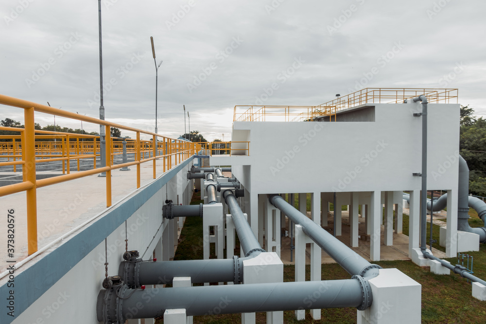Raw Water pipe in water treatment plant Raw Water pipe in water treatment plant