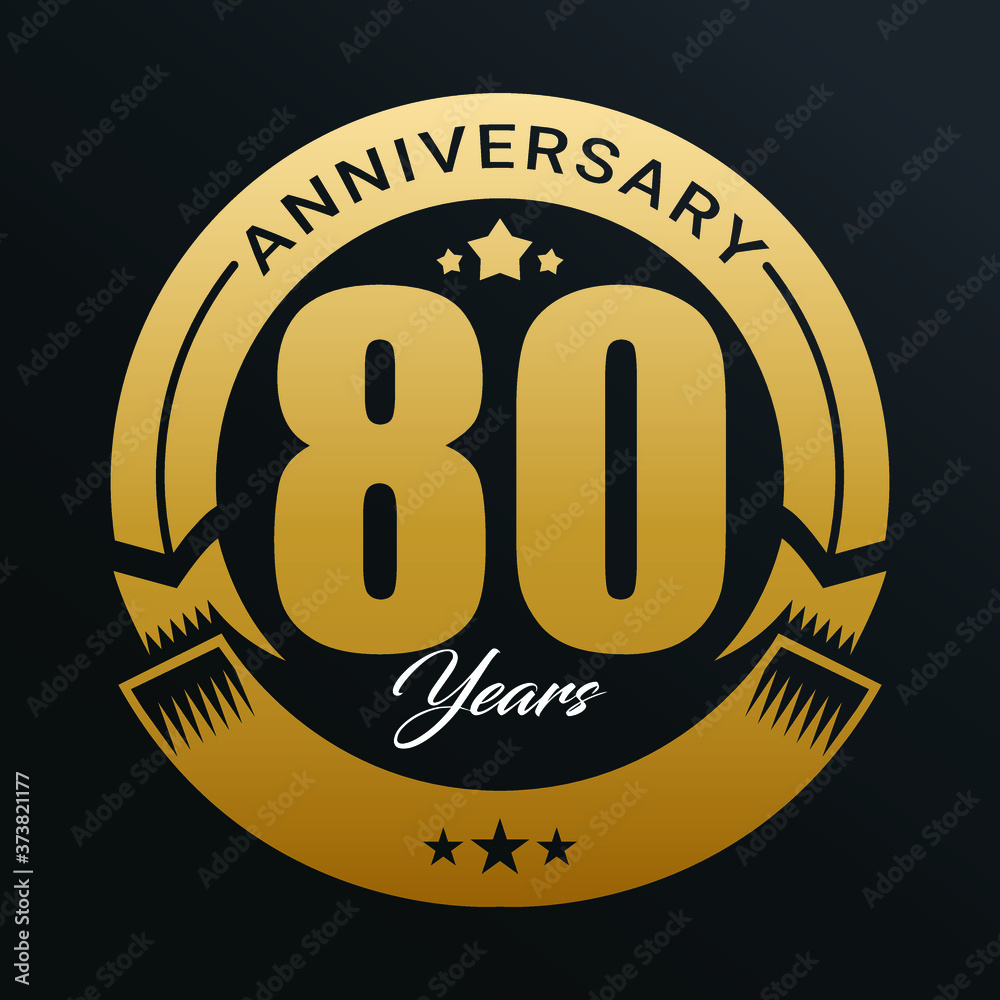 80th Anniversary logo,80 year Anniversary logo design celebration, luxurious golden color logo. 