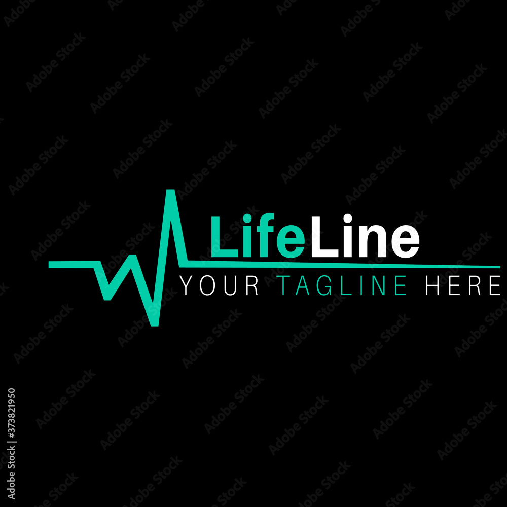 heart beat graph life line logo illustration design.