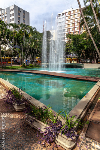 Fountain at Rui Barbosa Square, known as Calçadao square, in downtown of Sao Jose do Rio Preto, Sao Paulo state