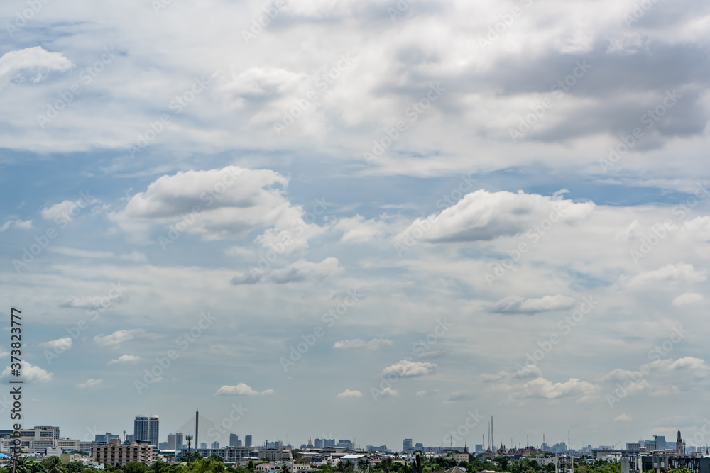 Cloudy blue sky with Bangkok city view