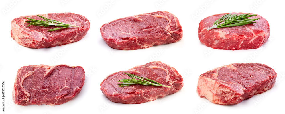 Fresh raw beef steak isolated on white background Fresh raw beef steak isolated on white background