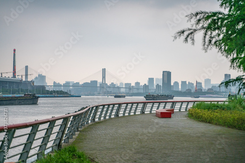 A pier along the Huangpu river in Expo Park, in Shanghai, China. © Zimu