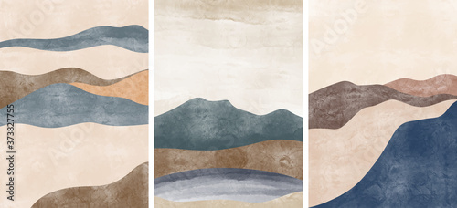 Set of Creative minimalist hand painted. Abstract arts background . Vector illustration