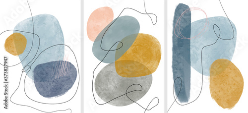 Set of Creative minimalist hand painted. Abstract arts background . Vector illustration